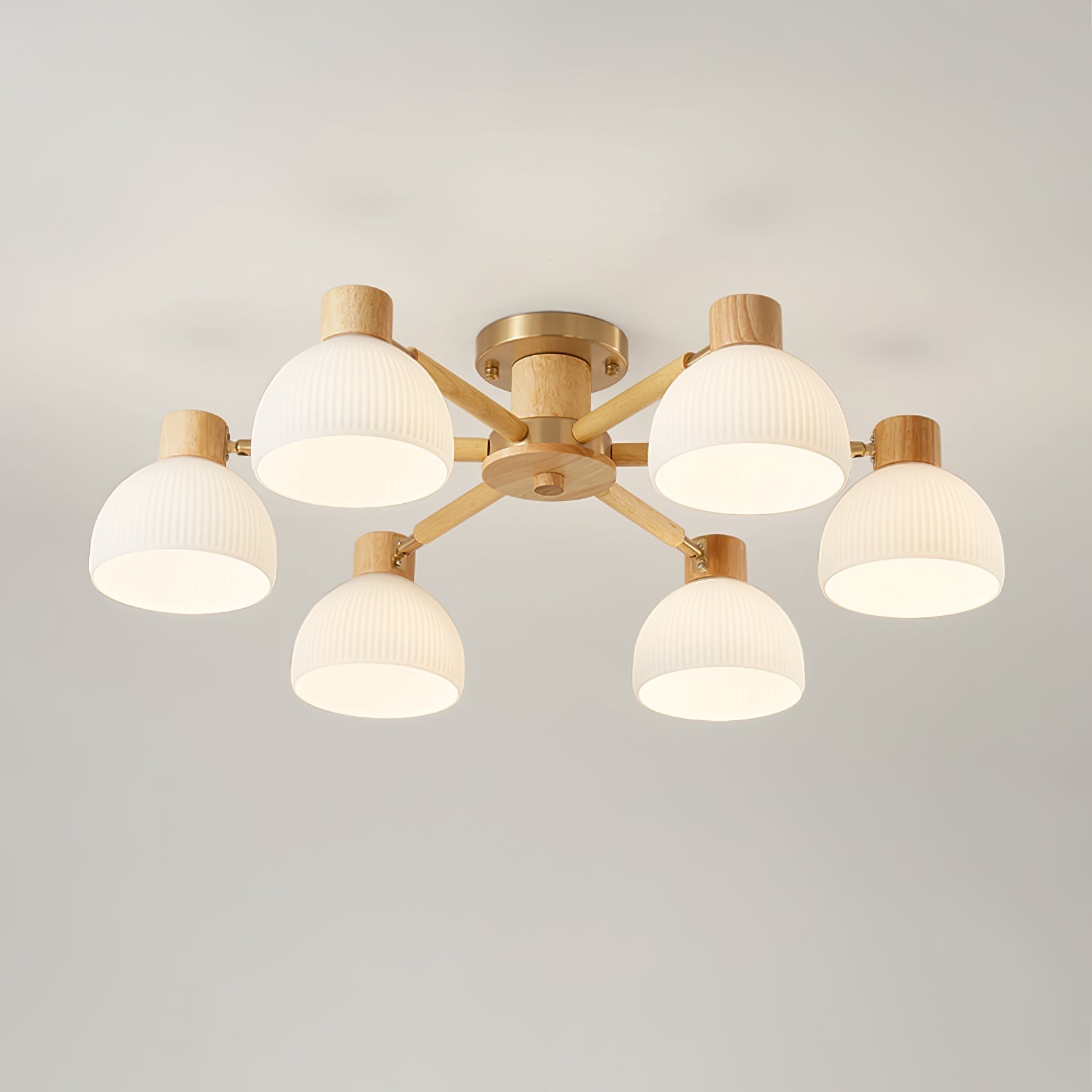 CindraLux Industrial Glass And Wood Ceiling Chandelier