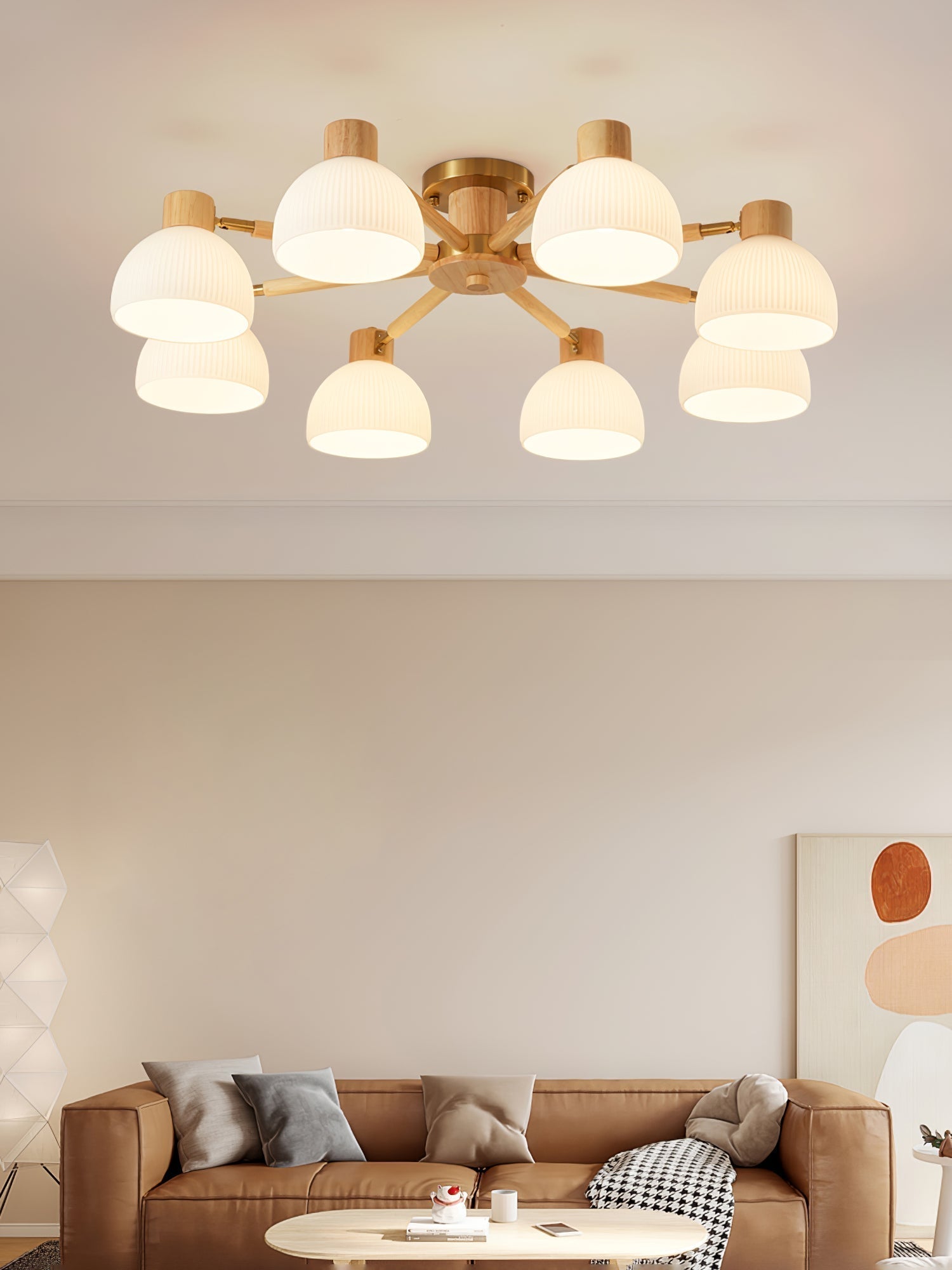CindraLux Industrial Glass And Wood Ceiling Chandelier