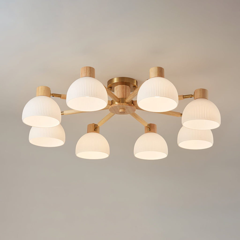 CindraLux Industrial Glass And Wood Ceiling Chandelier