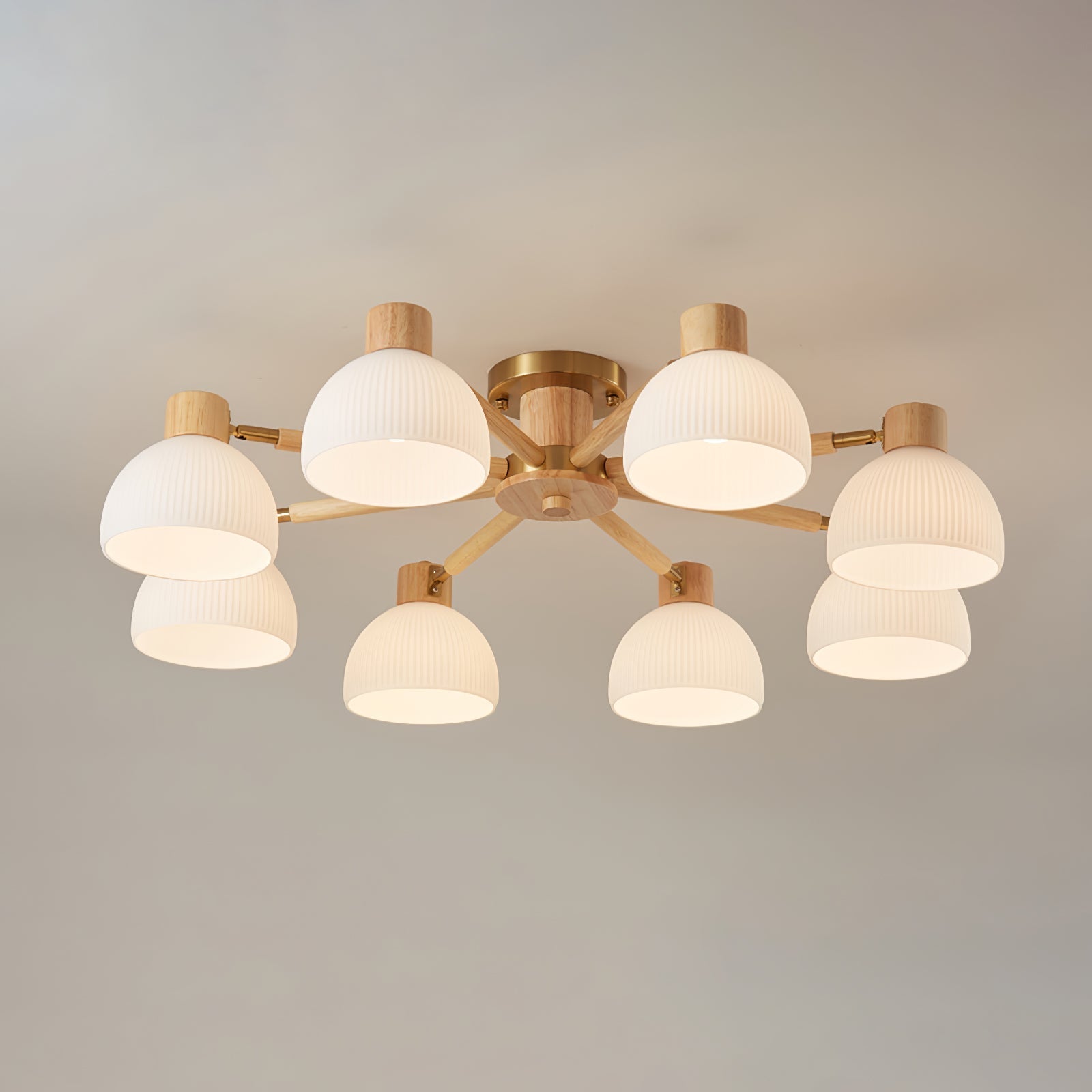 CindraLux Industrial Glass And Wood Ceiling Chandelier