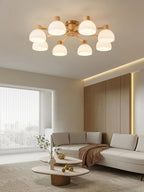 CindraLux Industrial Glass And Wood Ceiling Chandelier