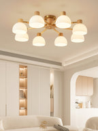 CindraLux Industrial Glass And Wood Ceiling Chandelier