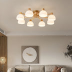 CindraLux Industrial Glass And Wood Ceiling Chandelier