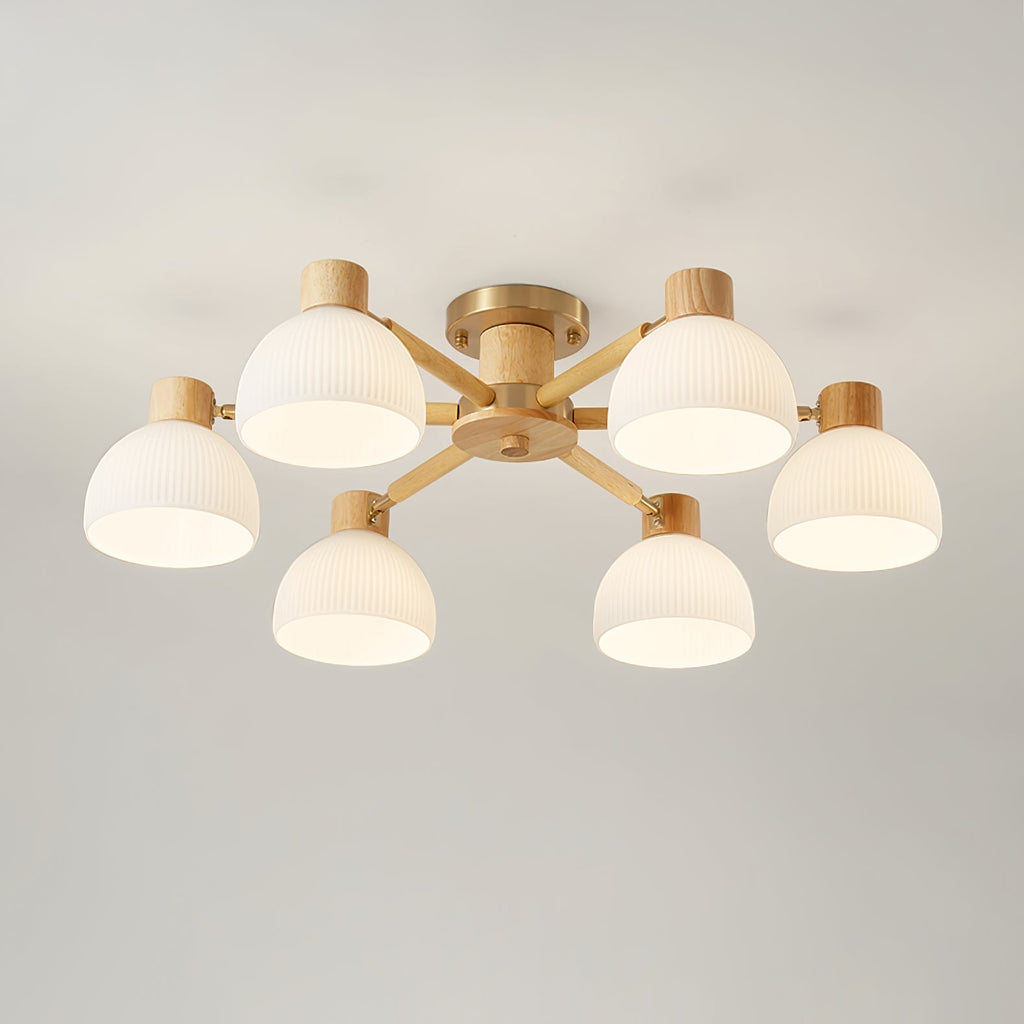 CindraLux Industrial Glass And Wood Ceiling Chandelier