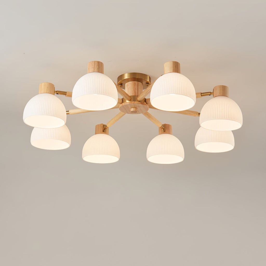 CindraLux Industrial Glass And Wood Ceiling Chandelier