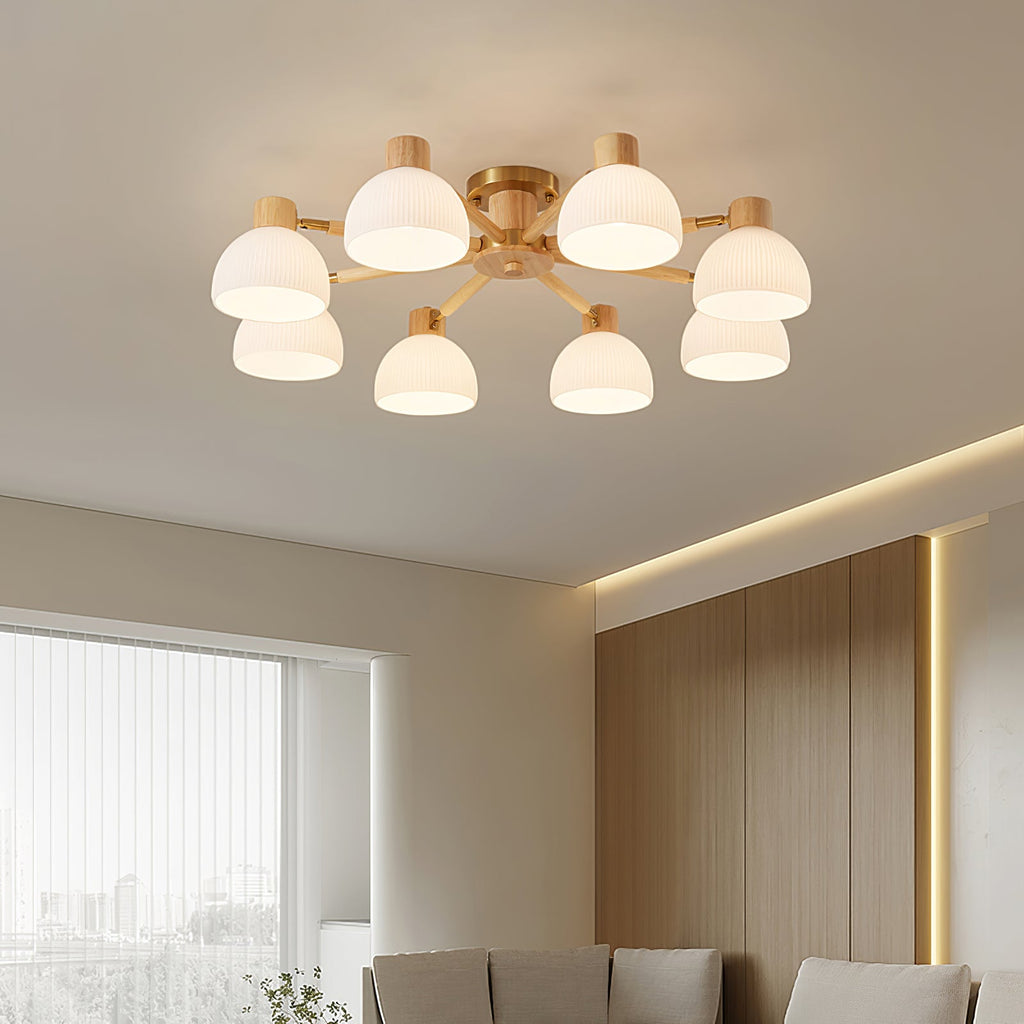 CindraLux Industrial Glass And Wood Ceiling Chandelier