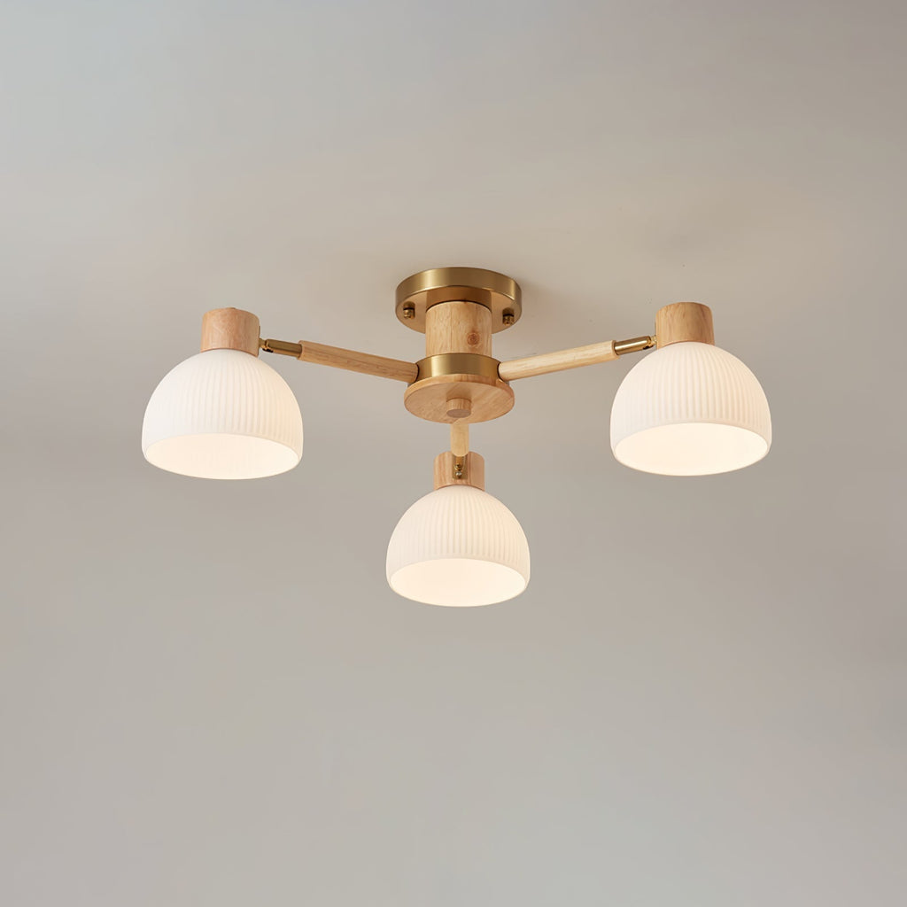 CindraLux Industrial Glass And Wood Ceiling Chandelier