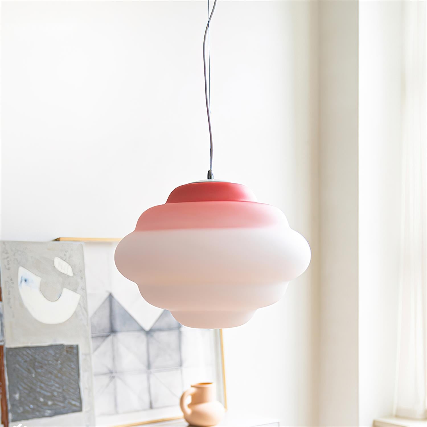 NimbusGlow Frosted Glass Pendant Lamp In Gradient Shades