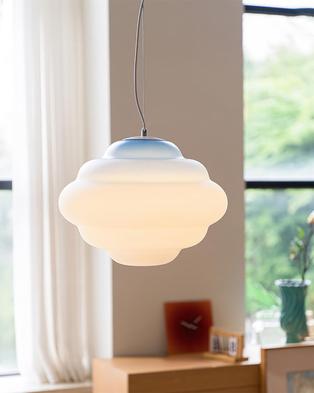 NimbusGlow Frosted Glass Pendant Lamp In Gradient Shades