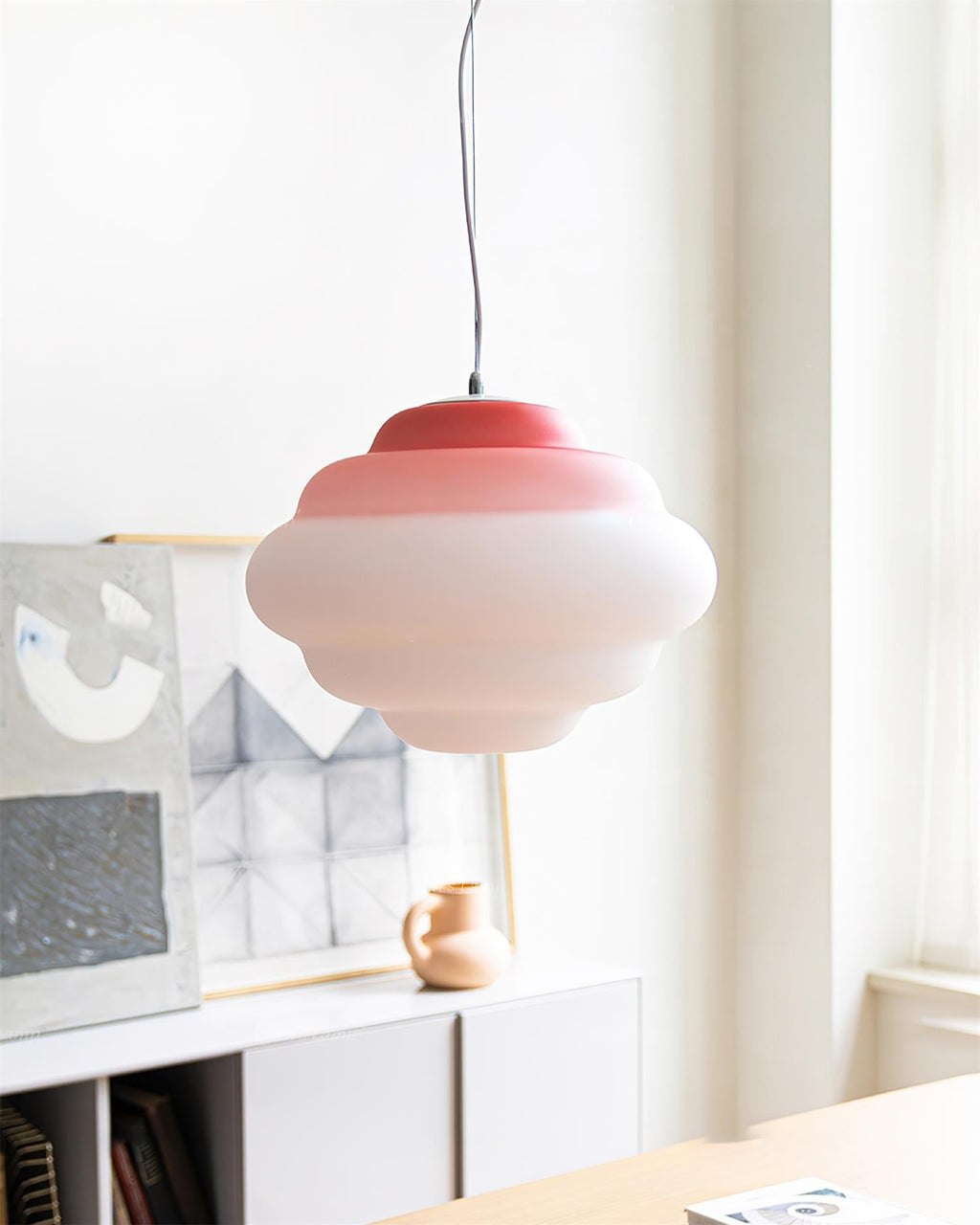 NimbusGlow Frosted Glass Pendant Lamp In Gradient Shades