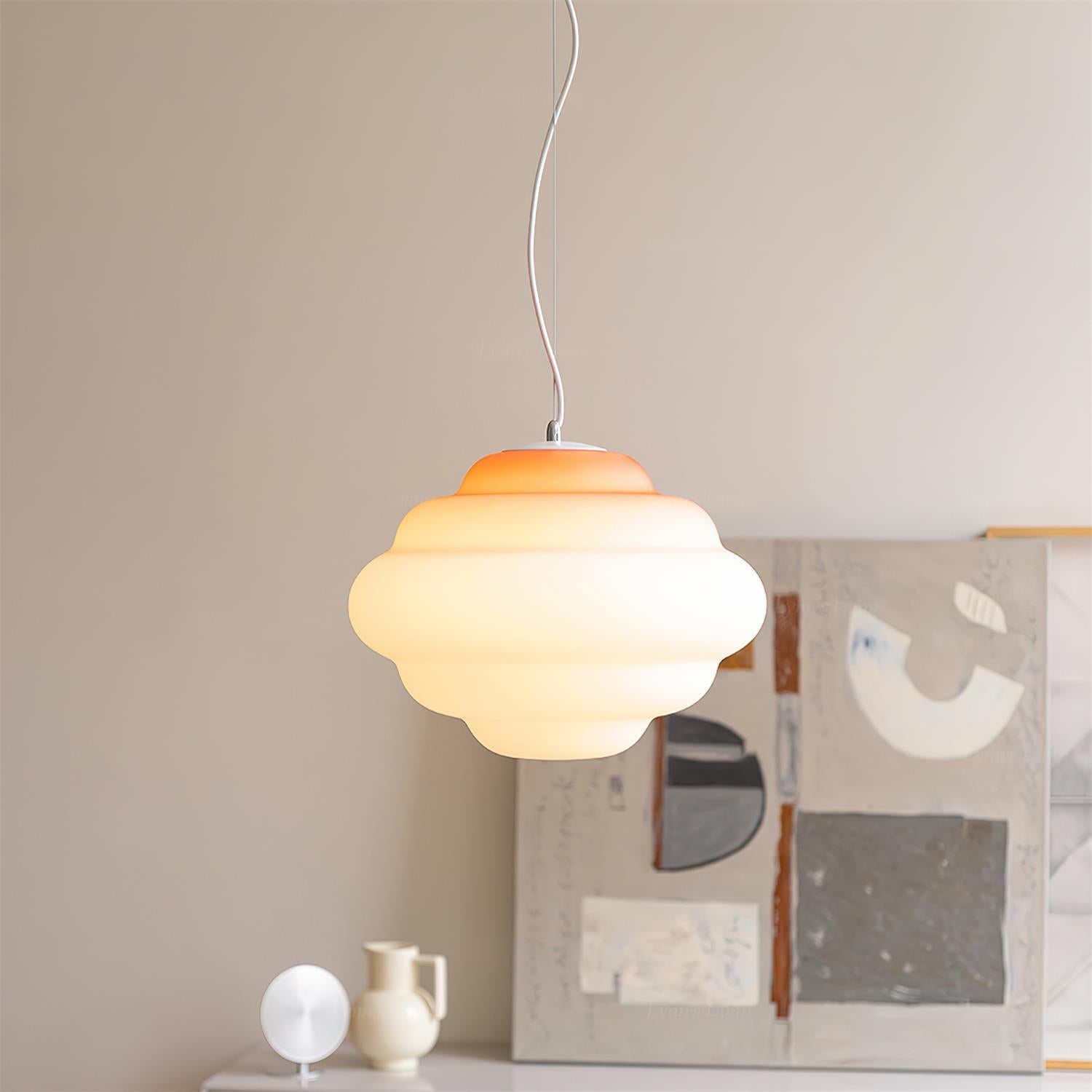 NimbusGlow Frosted Glass Pendant Lamp In Gradient Shades