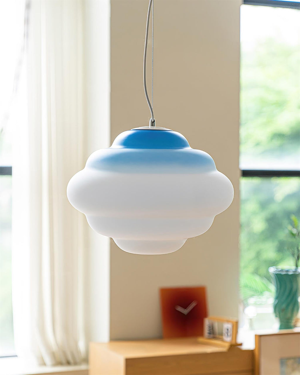 NimbusGlow Frosted Glass Pendant Lamp In Gradient Shades
