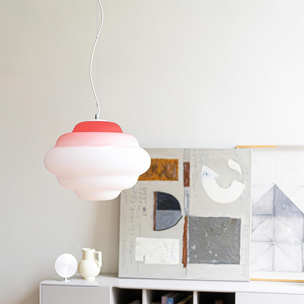 NimbusGlow Frosted Glass Pendant Lamp In Gradient Shades
