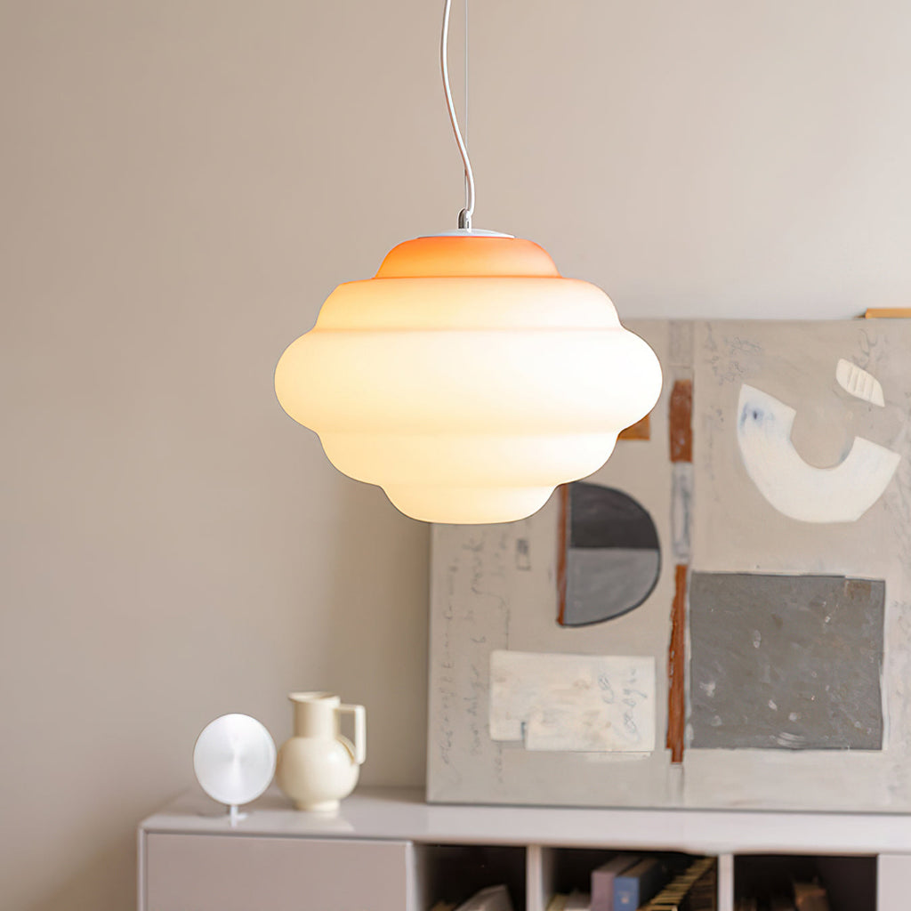 NimbusGlow Frosted Glass Pendant Lamp In Gradient Shades