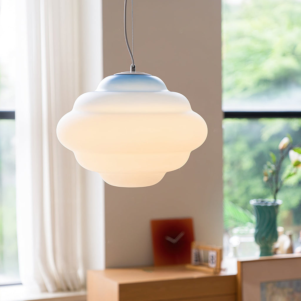 NimbusGlow Frosted Glass Pendant Lamp In Gradient Shades