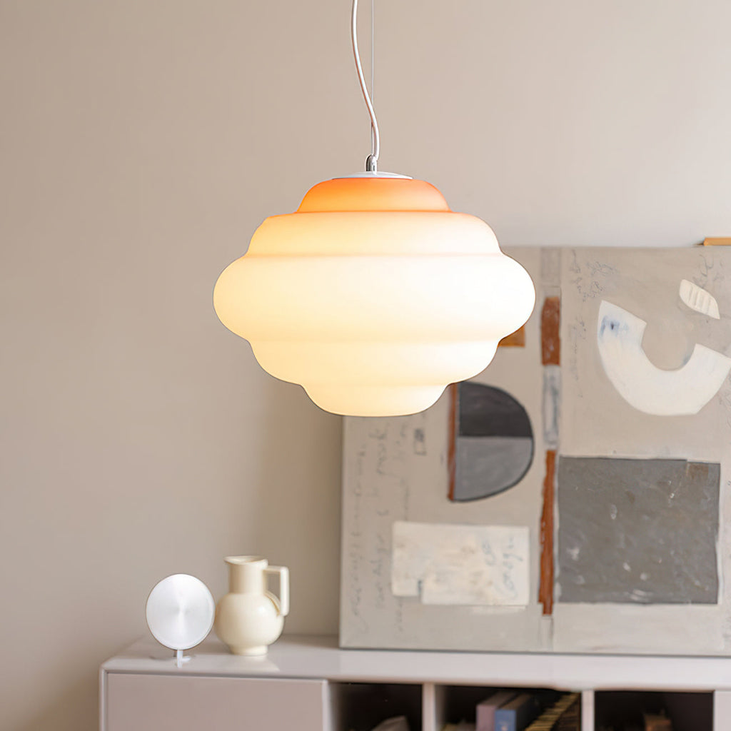 NimbusGlow Frosted Glass Pendant Lamp In Gradient Shades