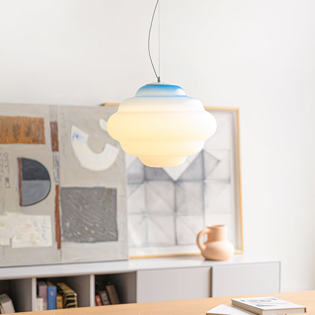 NimbusGlow Frosted Glass Pendant Lamp In Gradient Shades