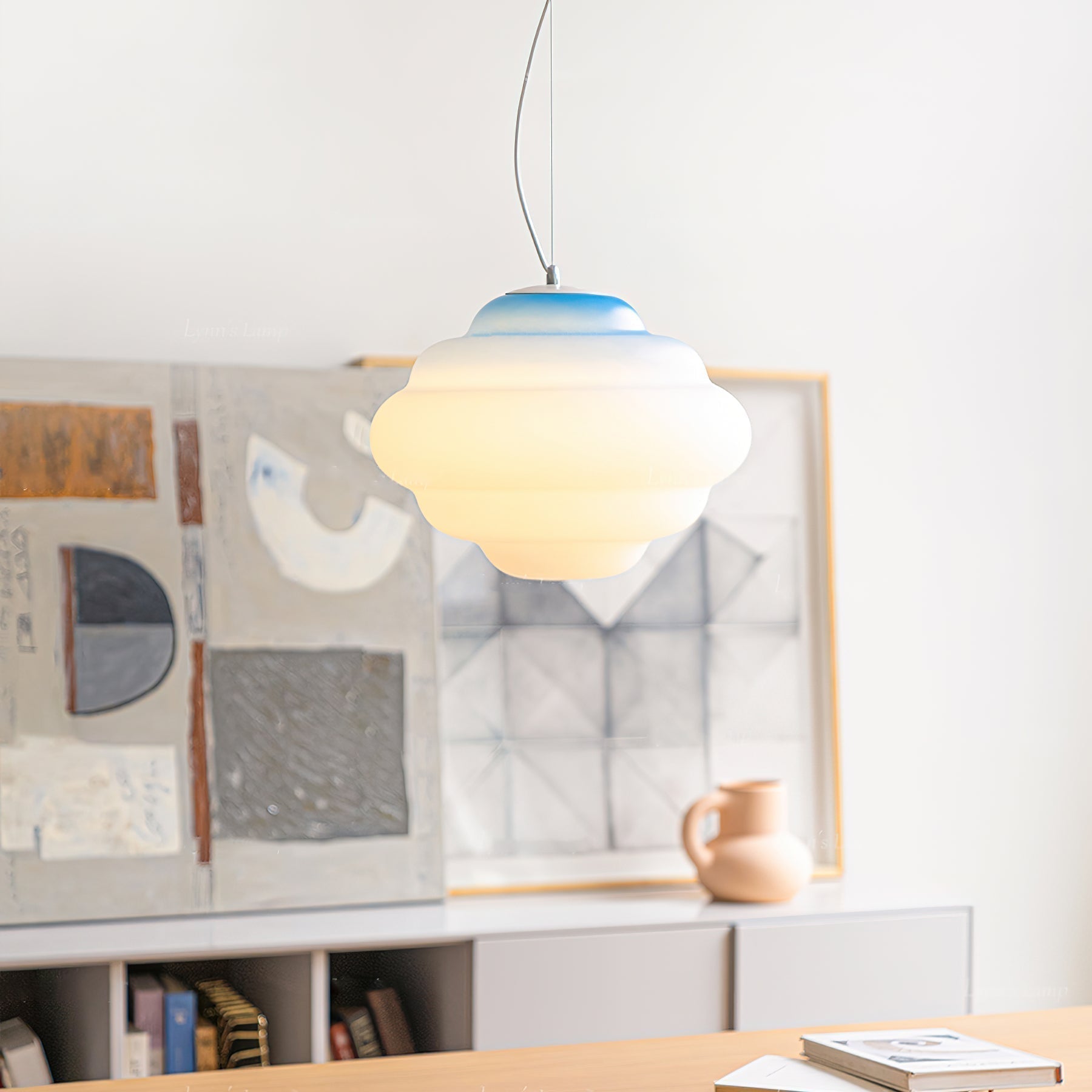 NimbusGlow Frosted Glass Pendant Lamp In Gradient Shades