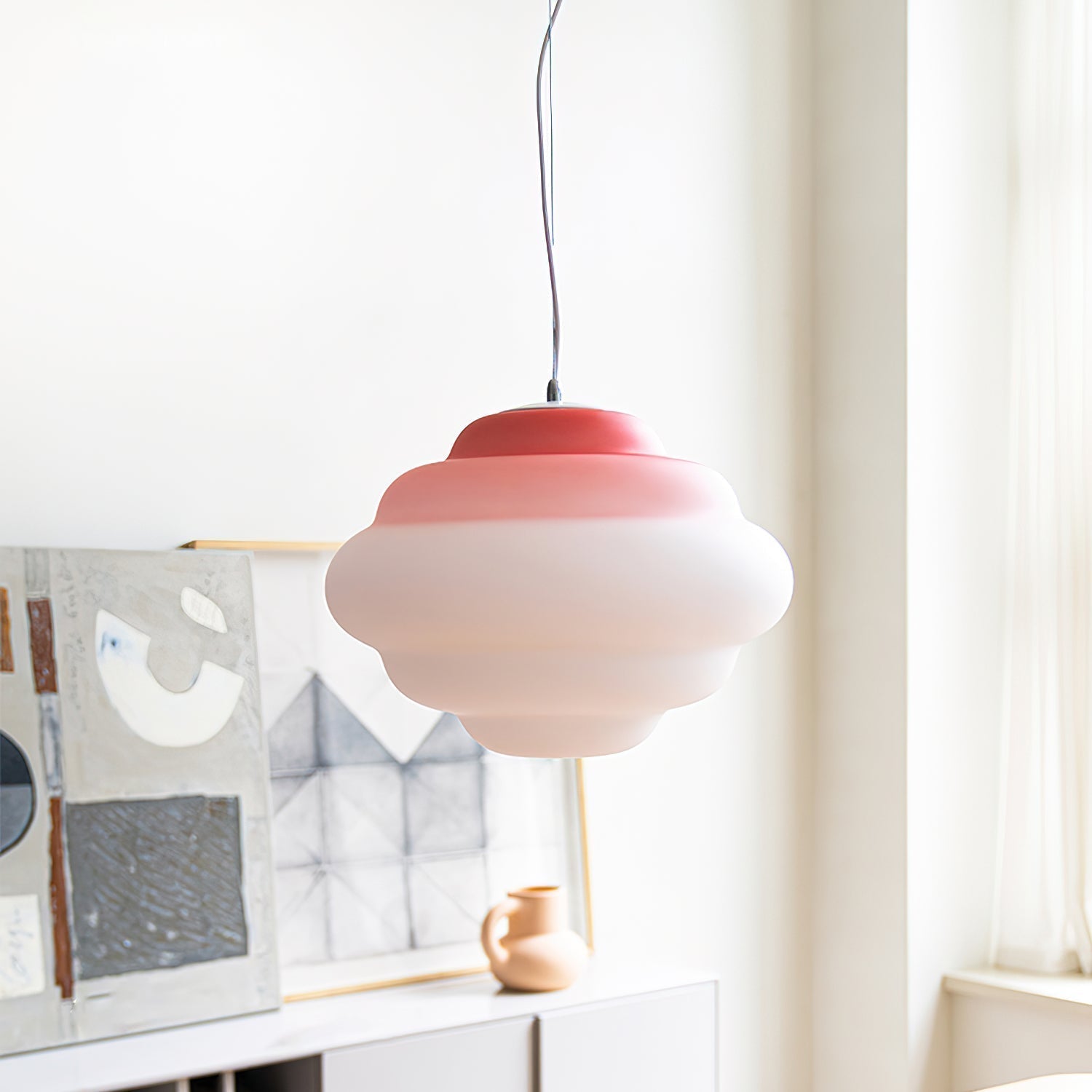 NimbusGlow Frosted Glass Pendant Lamp In Gradient Shades