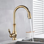 Aurelia Elegant Gold Kitchen Faucet With Retractable Spray