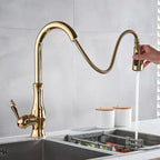 Aurelia Elegant Gold Kitchen Faucet With Retractable Spray