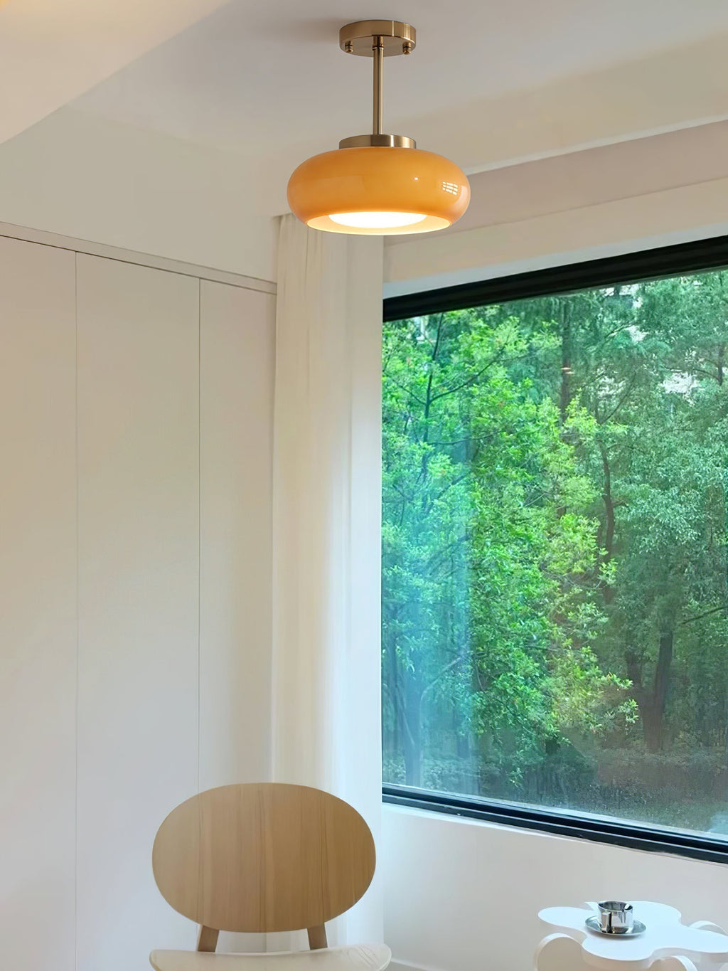 Lunara Space Age Chrome Ceiling Light With Milk Glass Globe