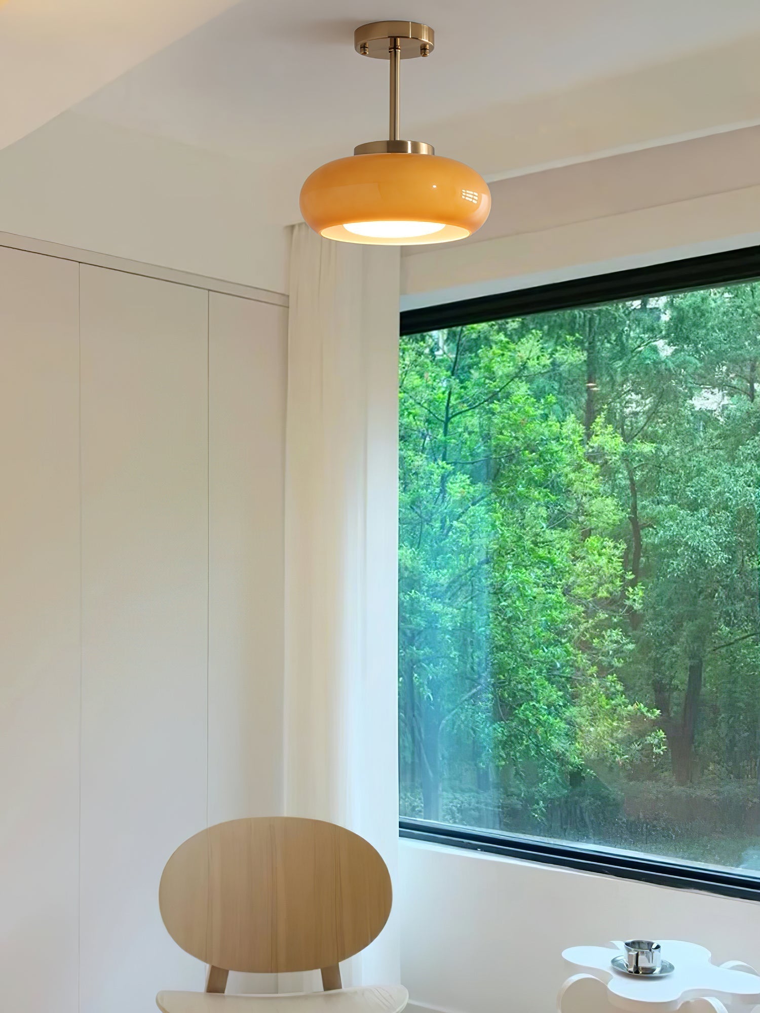 Lunara Space Age Chrome Ceiling Light With Milk Glass Globe