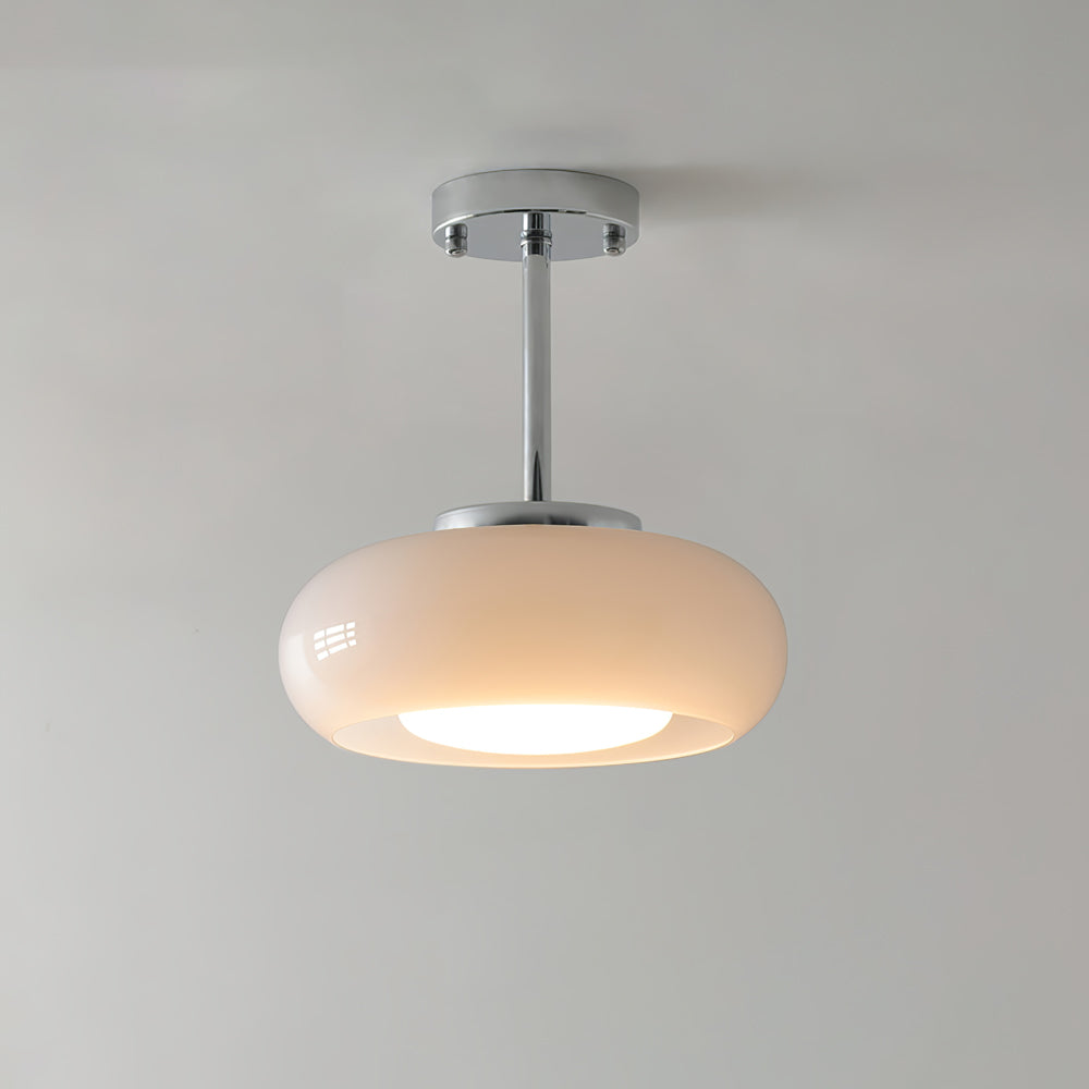 Lunara Space Age Chrome Ceiling Light With Milk Glass Globe