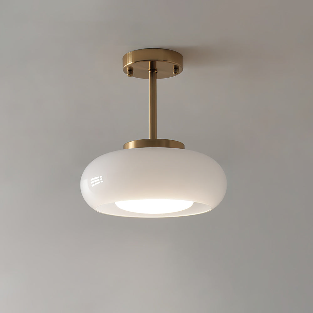 Lunara Space Age Chrome Ceiling Light With Milk Glass Globe