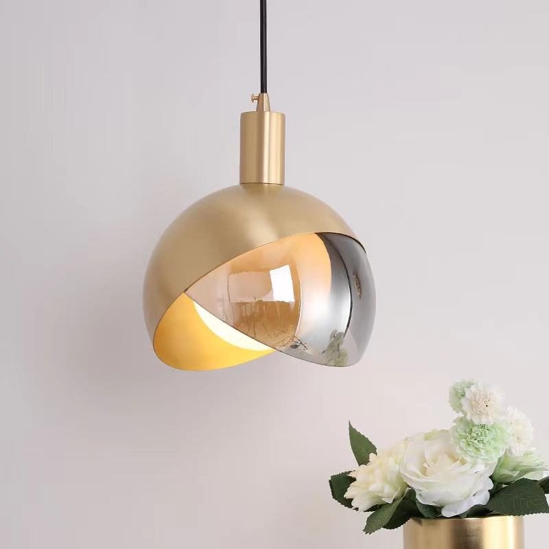Aurelia | Scandinavian Gold Glass Pendant Light, Smoke Gray
