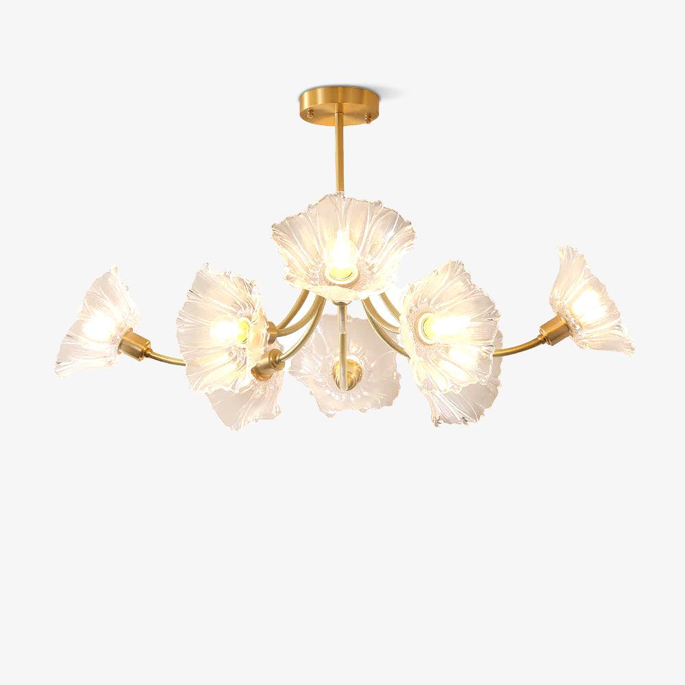 Liora Floral Glass Chandelier With Delicate Petal Design
