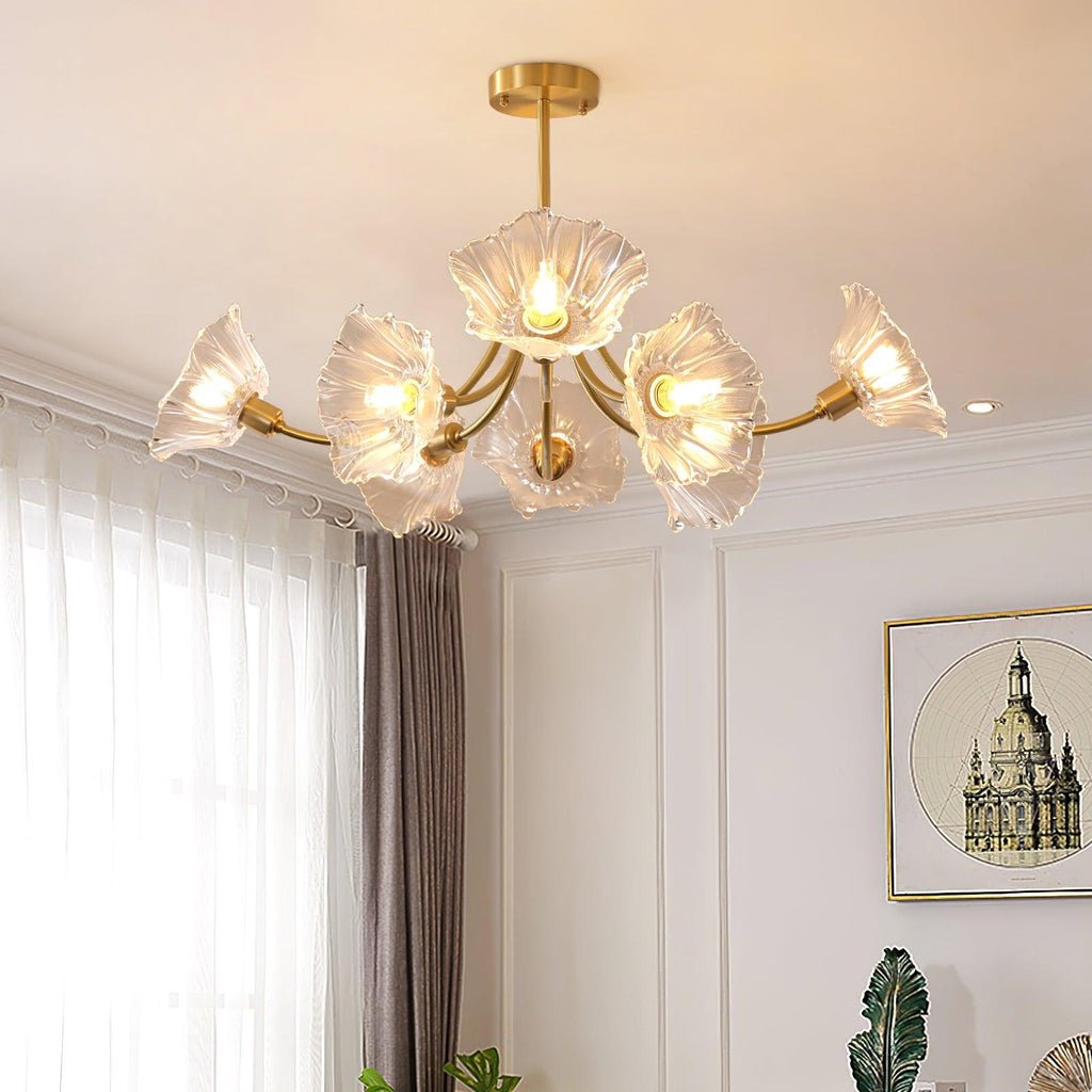 Liora Floral Glass Chandelier With Delicate Petal Design