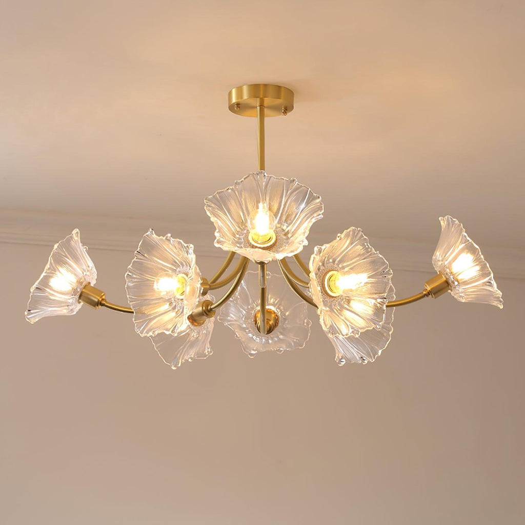 Liora Floral Glass Chandelier With Delicate Petal Design