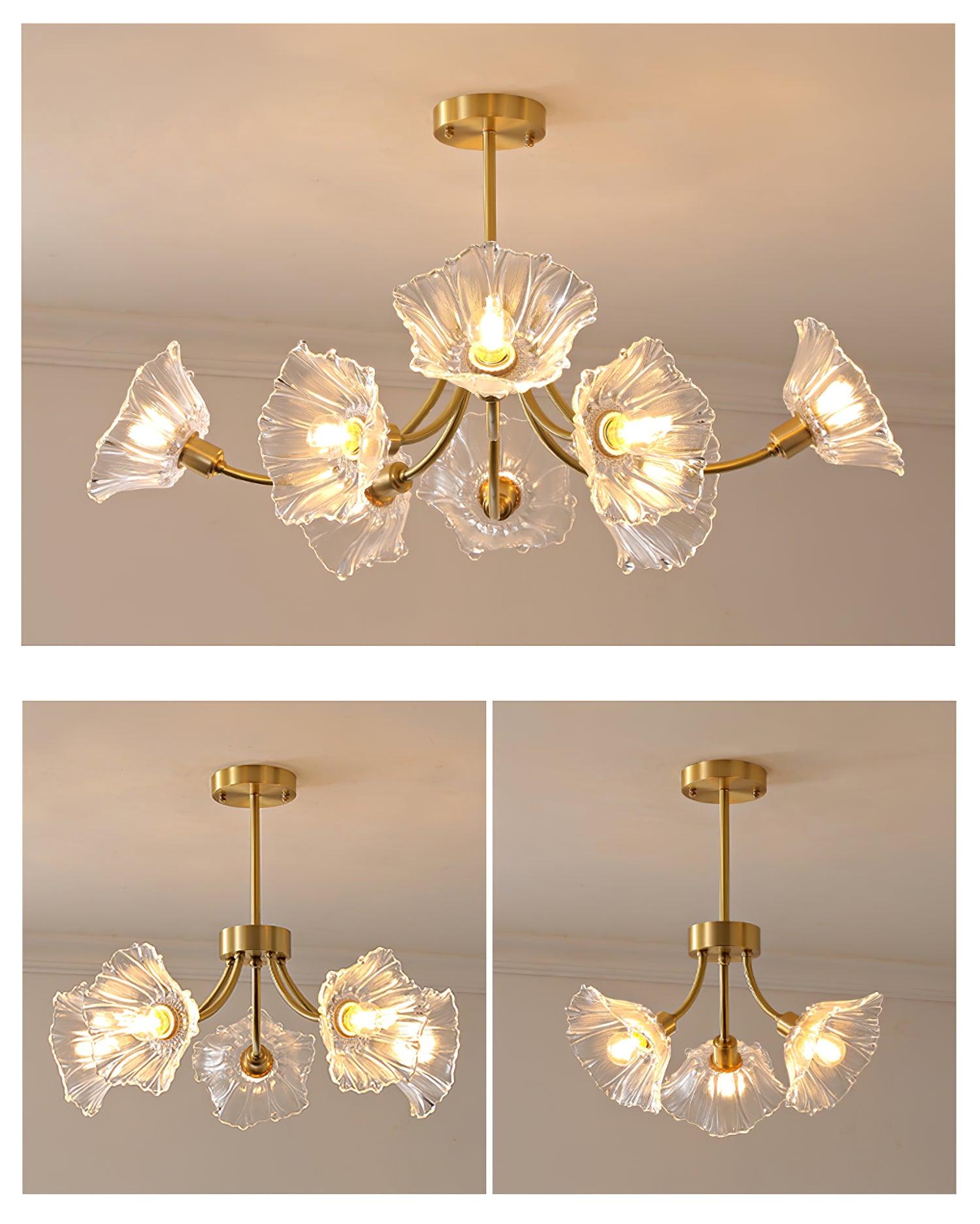 Liora Floral Glass Chandelier With Delicate Petal Design