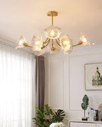 Liora Floral Glass Chandelier With Delicate Petal Design
