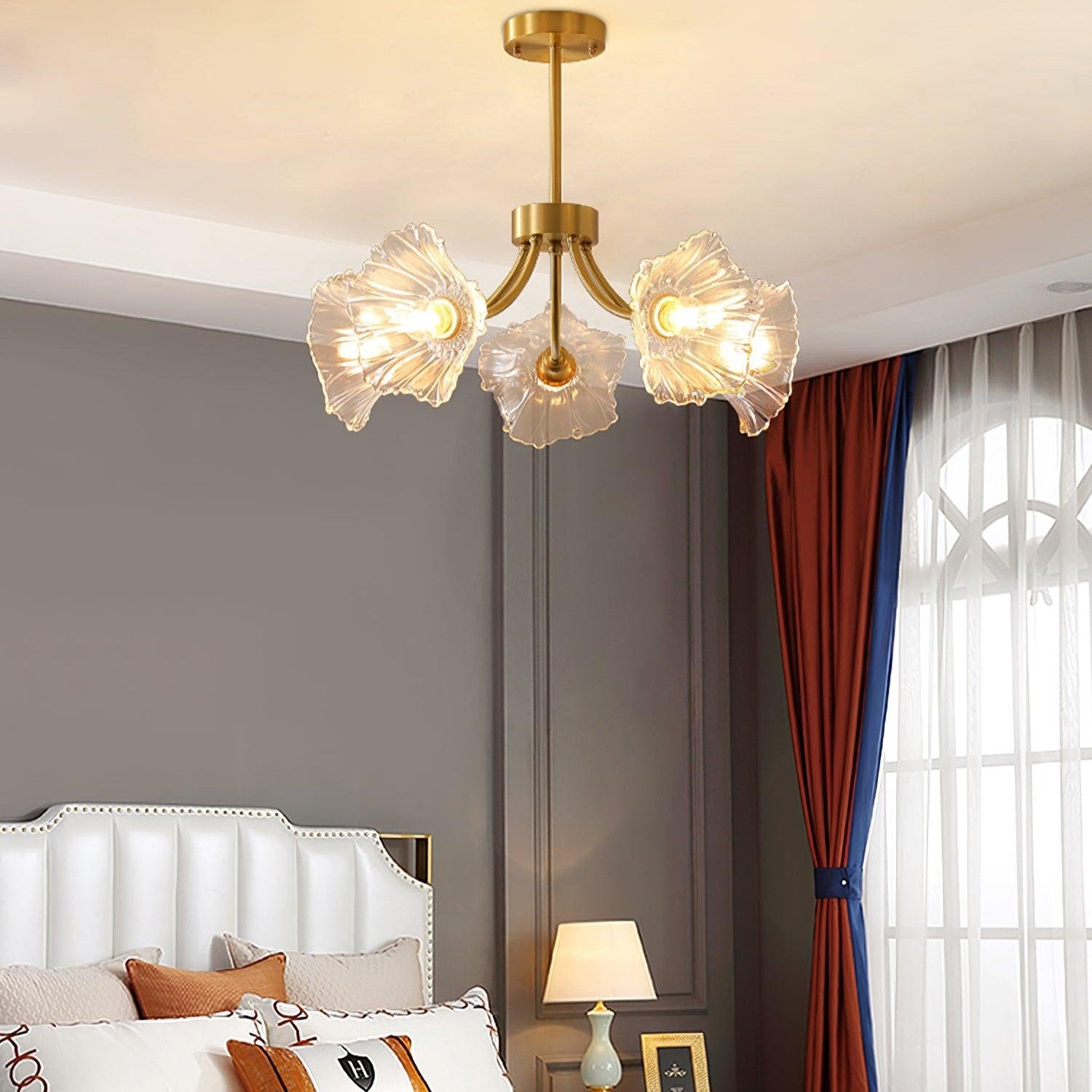 Liora Floral Glass Chandelier With Delicate Petal Design