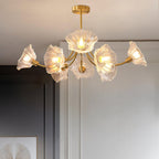 Liora Floral Glass Chandelier With Delicate Petal Design