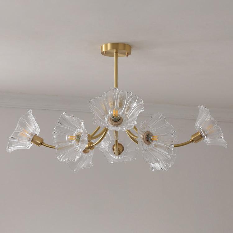 Liora Floral Glass Chandelier With Delicate Petal Design