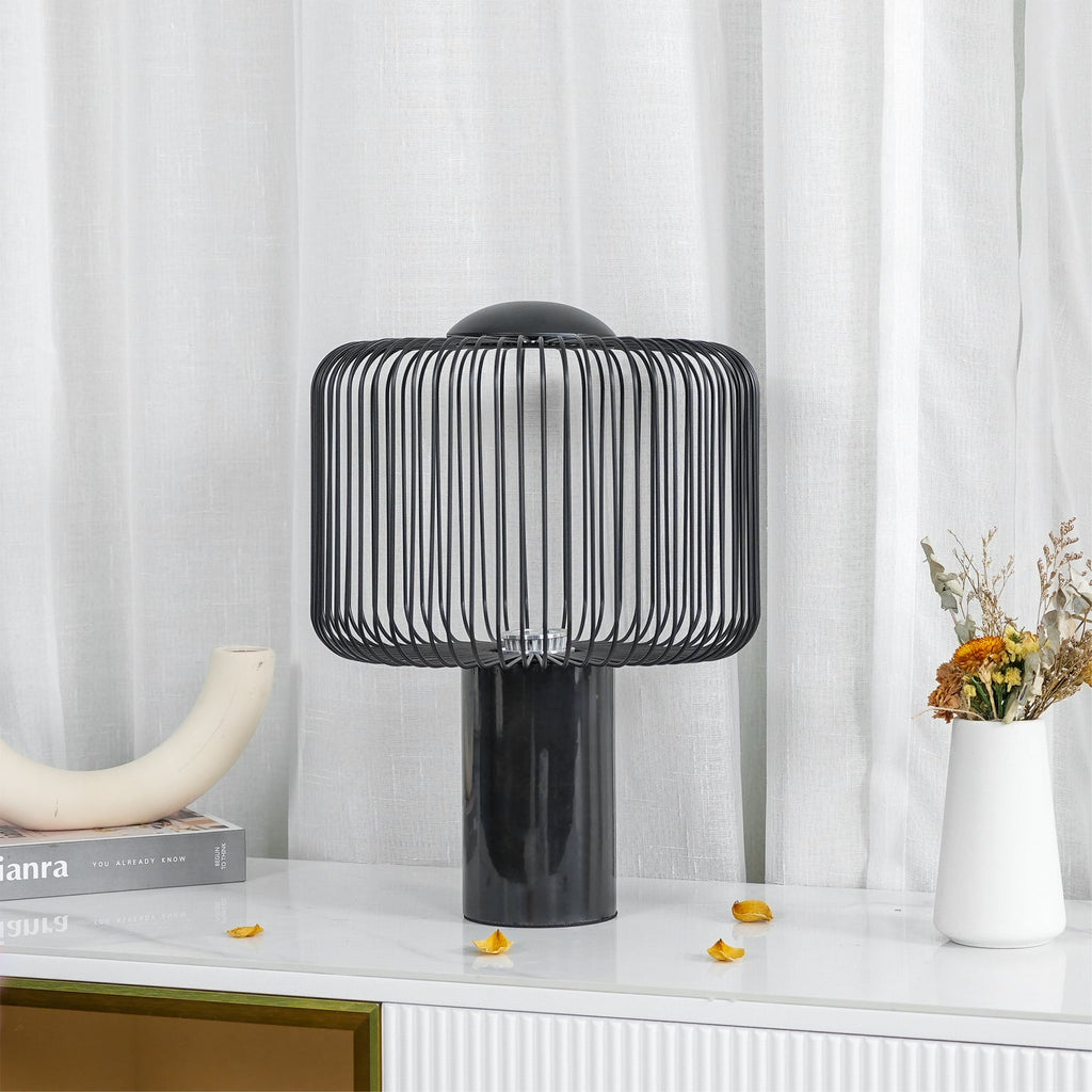 Aurell Table Lamp With Matte Black Screen And Marble Base