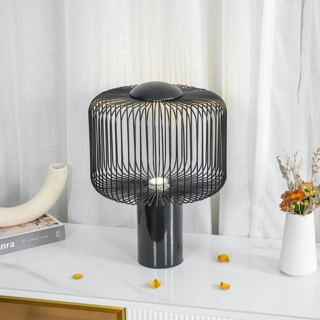 Aurell Table Lamp With Matte Black Screen And Marble Base
