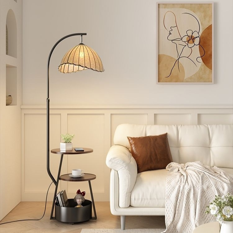 Miyako Minimalist Japanese Bedside Lamp Table in Wood