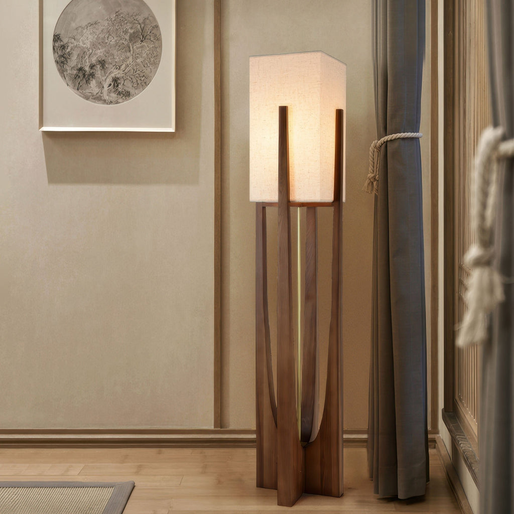 Kirrea Tricolor Japanese-Style Solid Walnut Floor Lamp