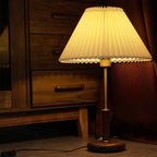 Elmora Pleated Linen Shade Table Lamp In Wood And Metal