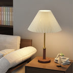 Elmora Pleated Linen Shade Table Lamp In Wood And Metal