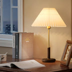 Elmora Pleated Linen Shade Table Lamp In Wood And Metal