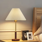 Elmora Pleated Linen Shade Table Lamp In Wood And Metal