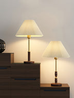 Elmora Pleated Linen Shade Table Lamp In Wood And Metal