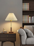 Elmora Pleated Linen Shade Table Lamp In Wood And Metal