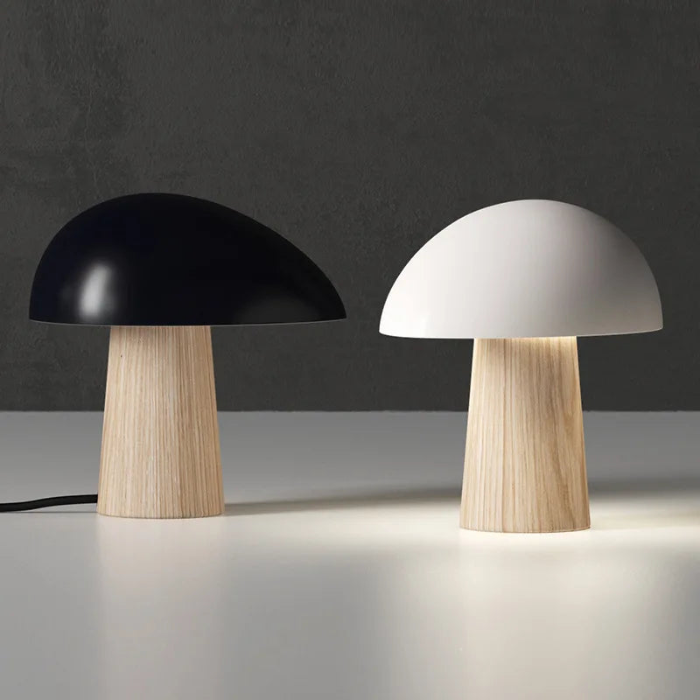 Nordlyn Mushroom Table Lamp With Warm Wood Grain Finish
