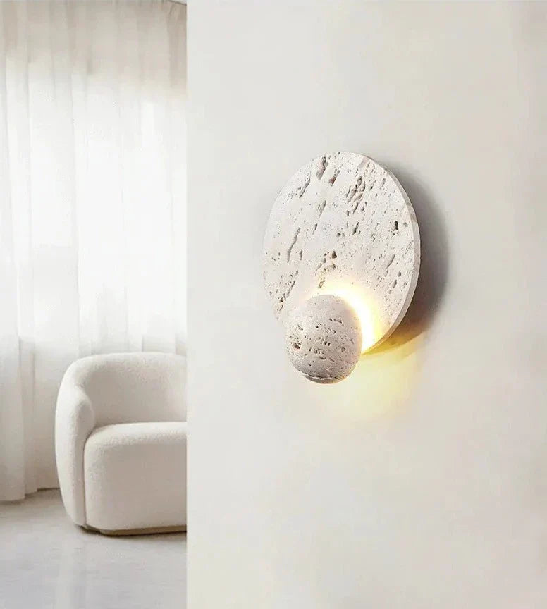 MiraStone Round Stone Wall Sconce For Living Room Decor